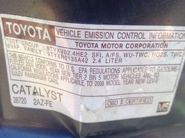 2009 TOYOTA CAMRY, GRAY, LE MODEL, 2.4L, AT,   Z25192